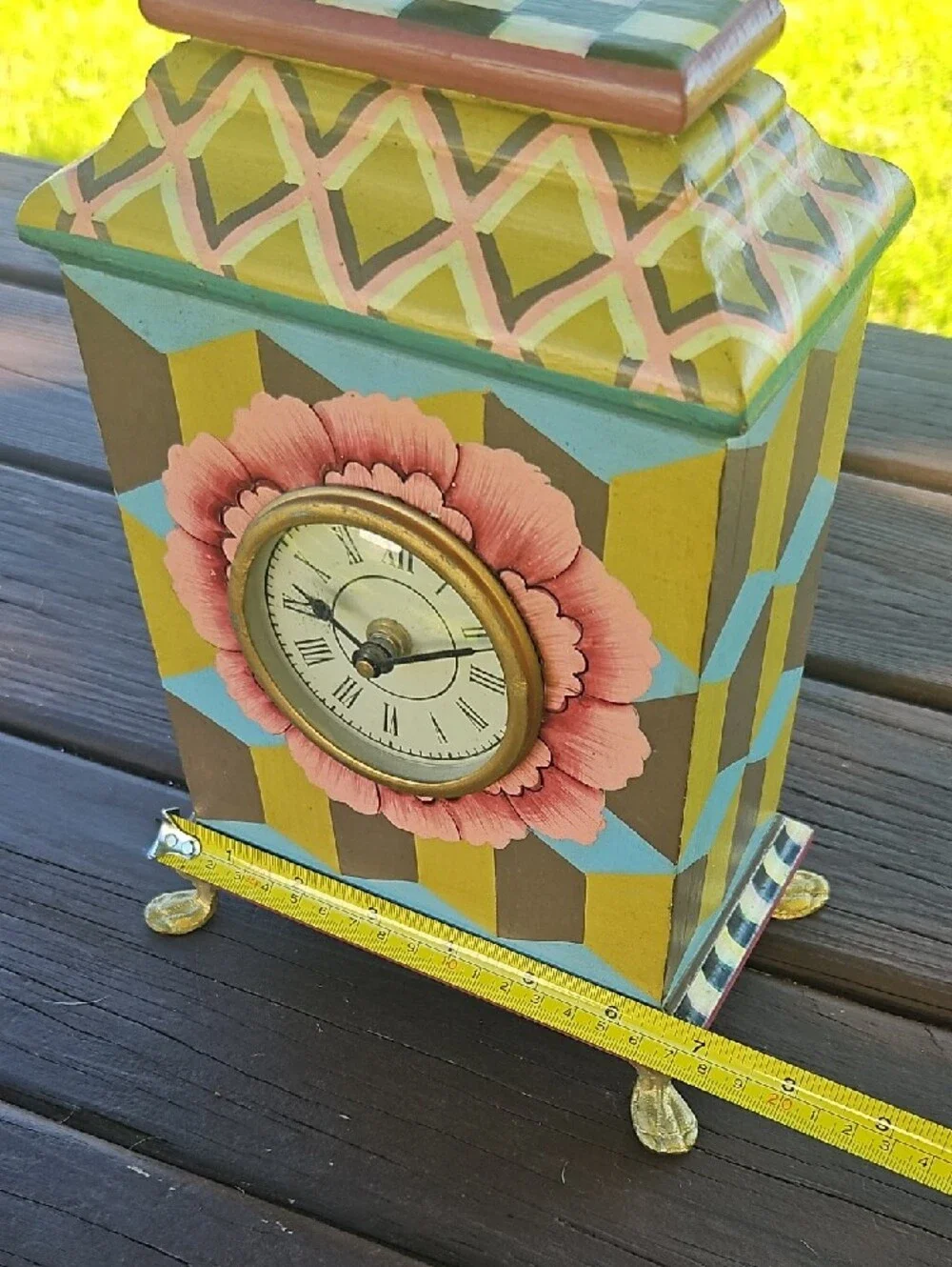 MKC Hand-Painted Floral Accent Clock